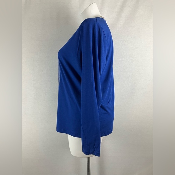 Anne Klein Royal Blue Long Sleeve Tee - Picture 2 of 5